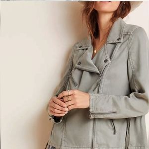 NWT Anthropologie Marrakech Ronika Draped Moto Jacket Moss- Medium